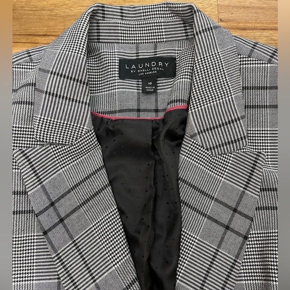 Laundry by Shelli Segal Professional Blazer Black and White Plaid Stretch Sz 10 - Picture 5 of 14